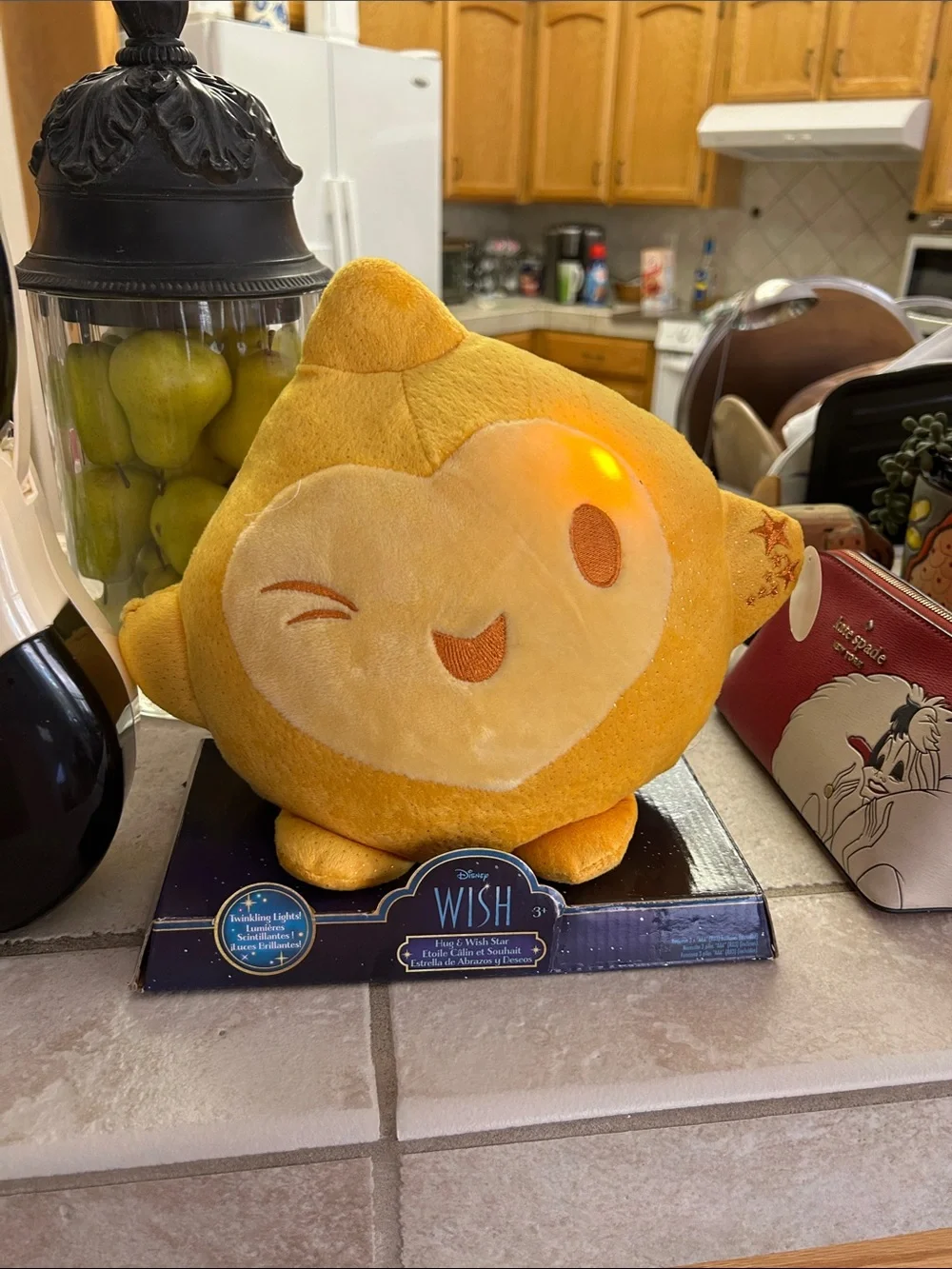Disney Yellow Plush Sun Character and Multicolor Cat Tin